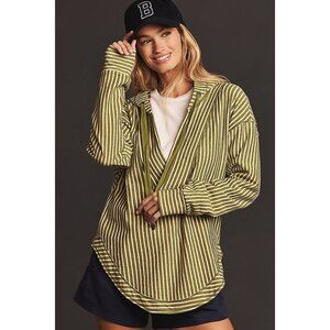 Anthropologie PILCRO Wharfside Green Striped Cotton Terry Sweatshirt, Size S